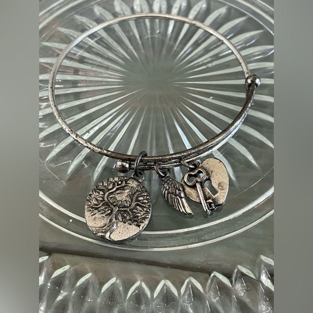 Silver Tree of Life Charm Bangle Bracelet